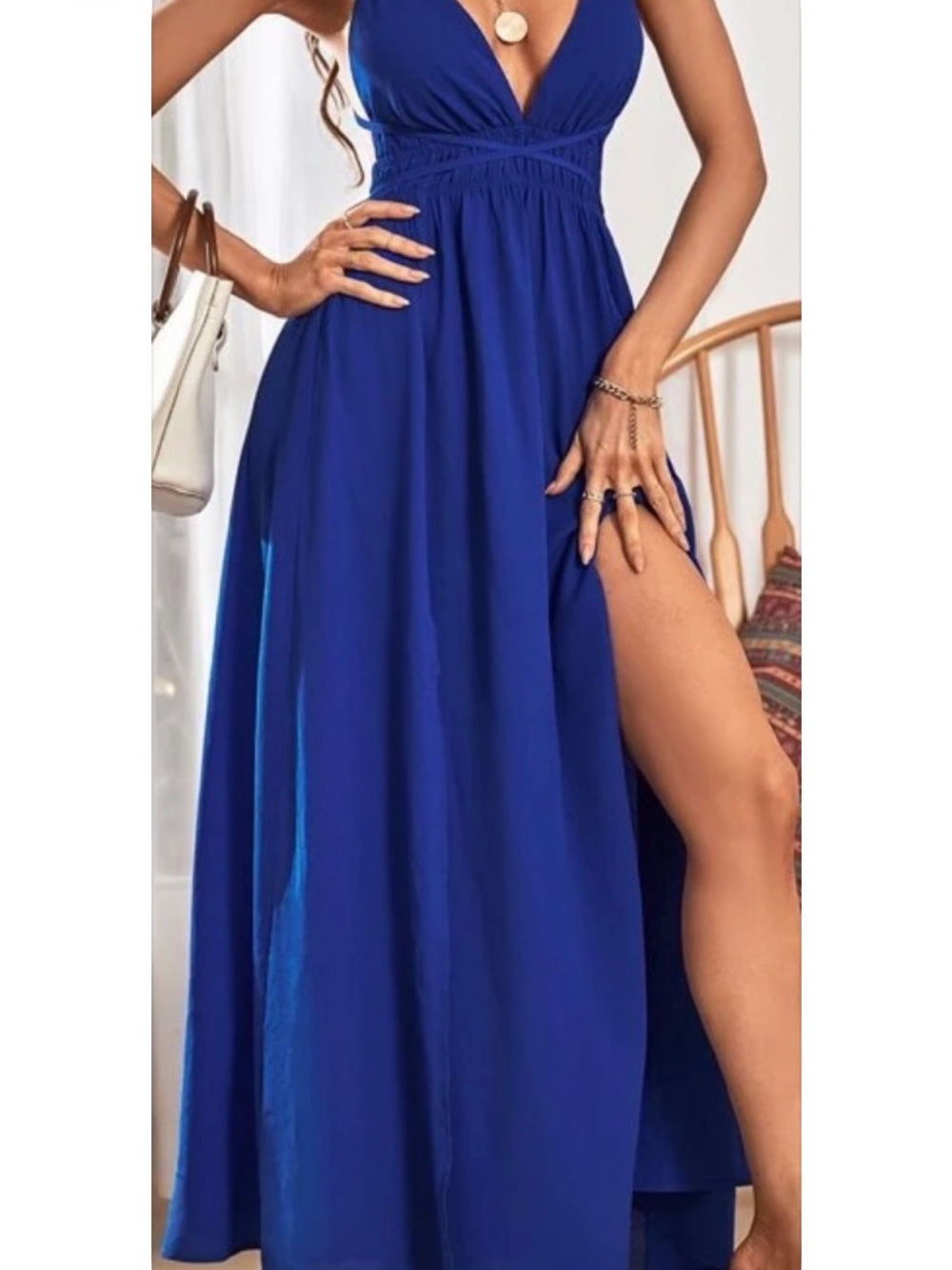 Halter Maxi Dress in Deep Blue